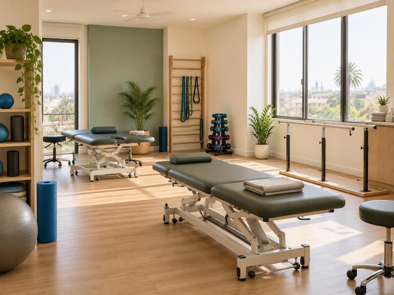 Bright treatment room at J S Physio Care